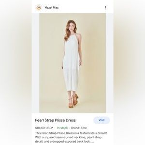 Pearl Strap Plisse midi dress